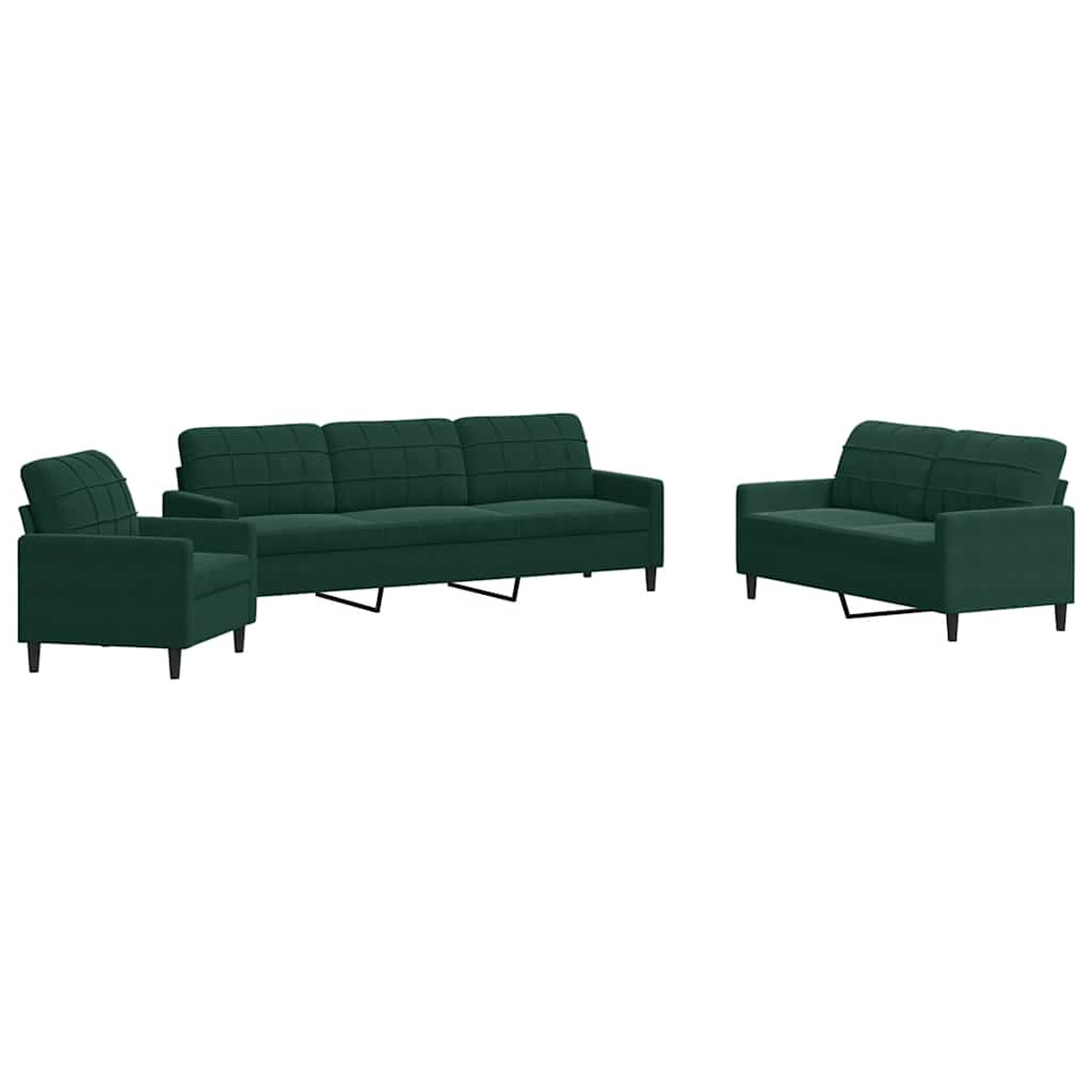 Set di Divani 4 pz con Cuscini Verde scuro in Velluto | homemem39