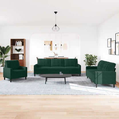 Set di Divani 4 pz con Cuscini Verde scuro in Velluto | homemem39