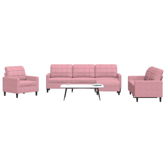 Set di Divani 4 pz con Cuscini rosa in Velluto - homemem39