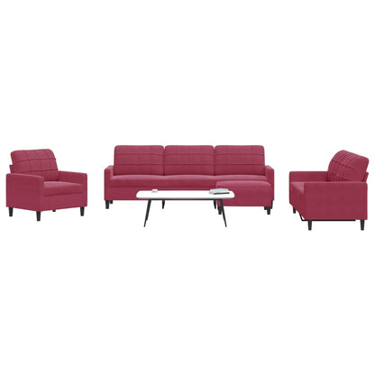 Set di Divani 4 pz con Cuscini Rosso Vino in Velluto - homemem39