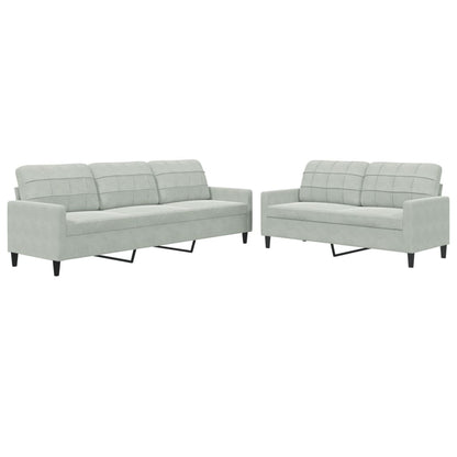 Set di Divani 2 pz con Cuscini Grigio Chiaro in Velluto | homemem39