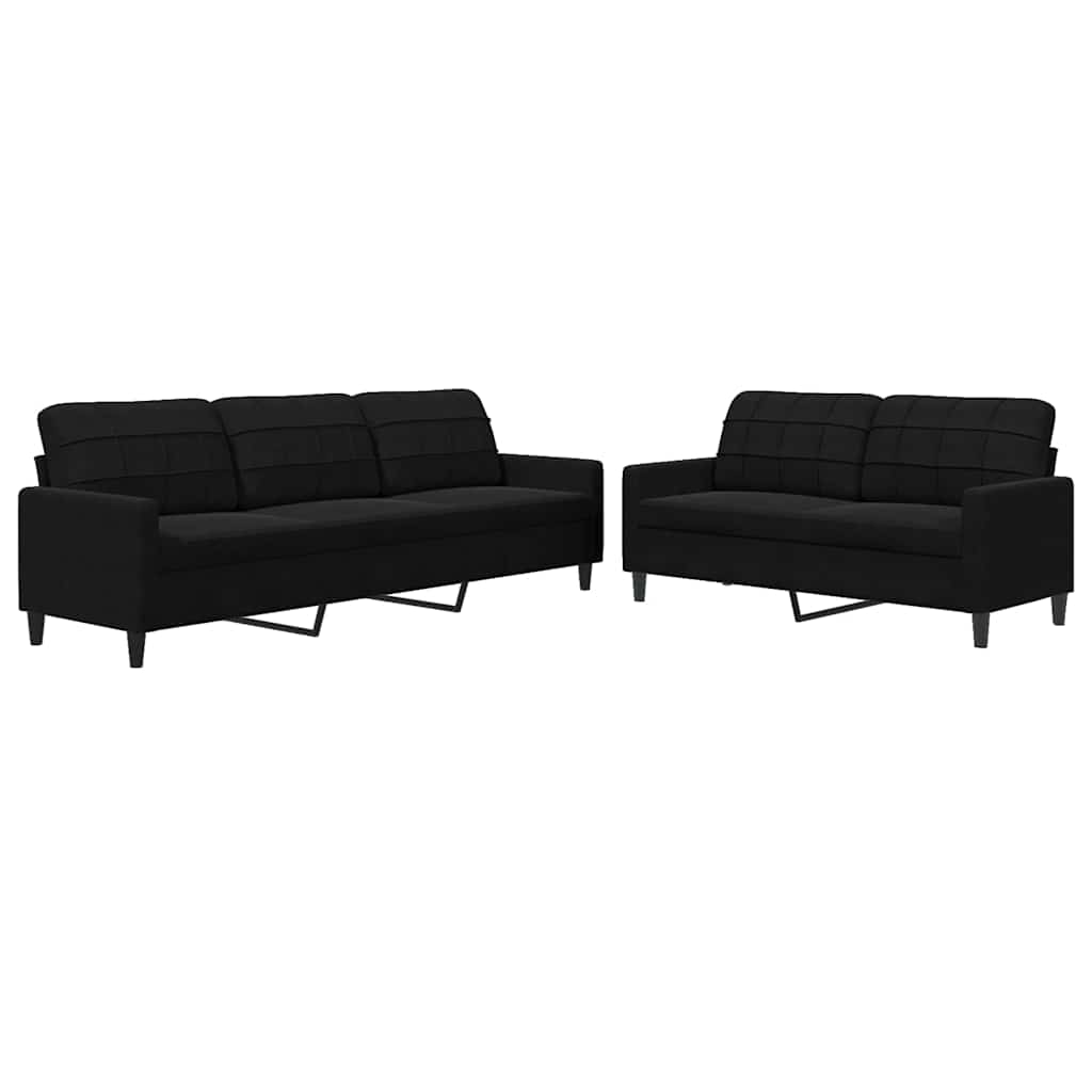 Set di Divani 2 pz con Cuscini Nero in Velluto | homemem39