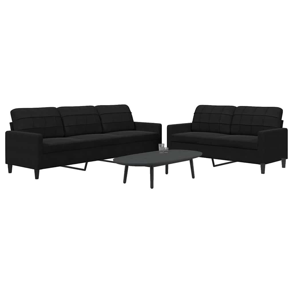 Set di Divani 2 pz con Cuscini Nero in Velluto | homemem39