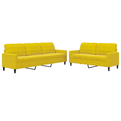 Set di Divani 2 pz con Cuscini giallo in Velluto - homemem39