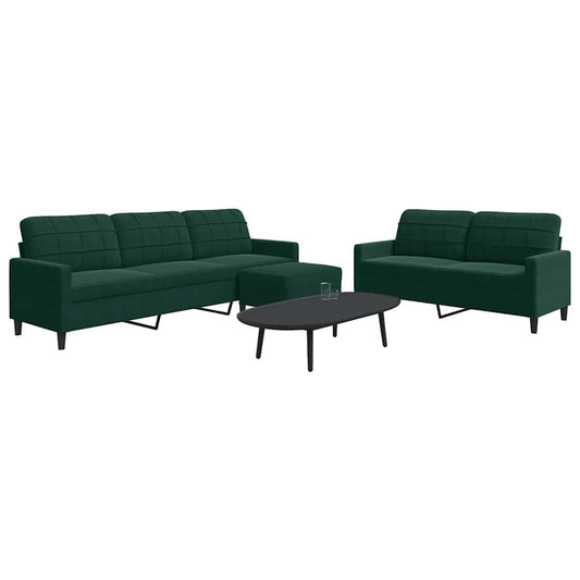 Set di Divani 3 pz con Cuscini Verde scuro in Velluto | homemem39
