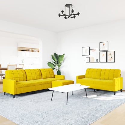 Set di Divani 3 pz con Cuscini giallo in Velluto - homemem39
