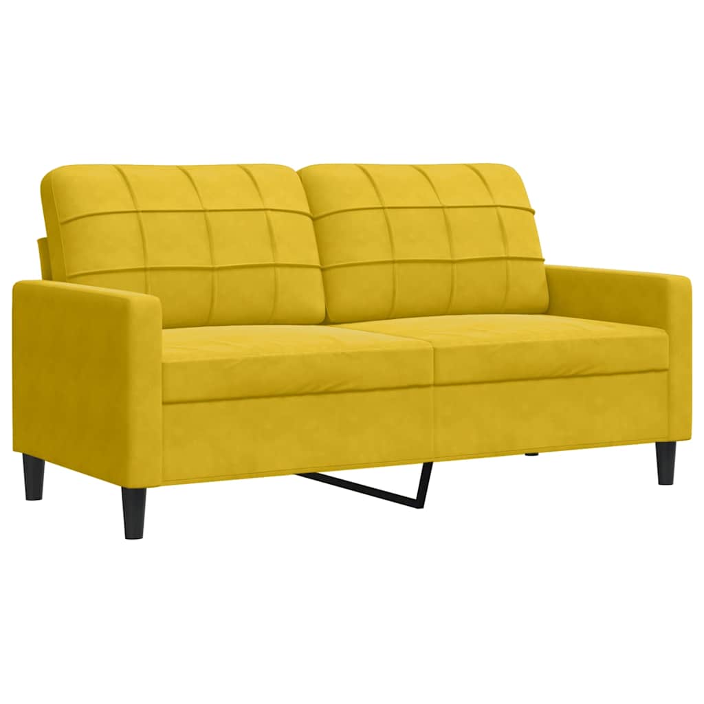 Set di Divani 2 pz con Cuscini e Rinforzi Giallo in Velluto | homemem39