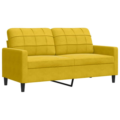 Set di Divani 2 pz con Cuscini e Rinforzi Giallo in Velluto | homemem39