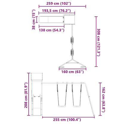 Set da Gioco da Esterno in Legno Massello di Pino