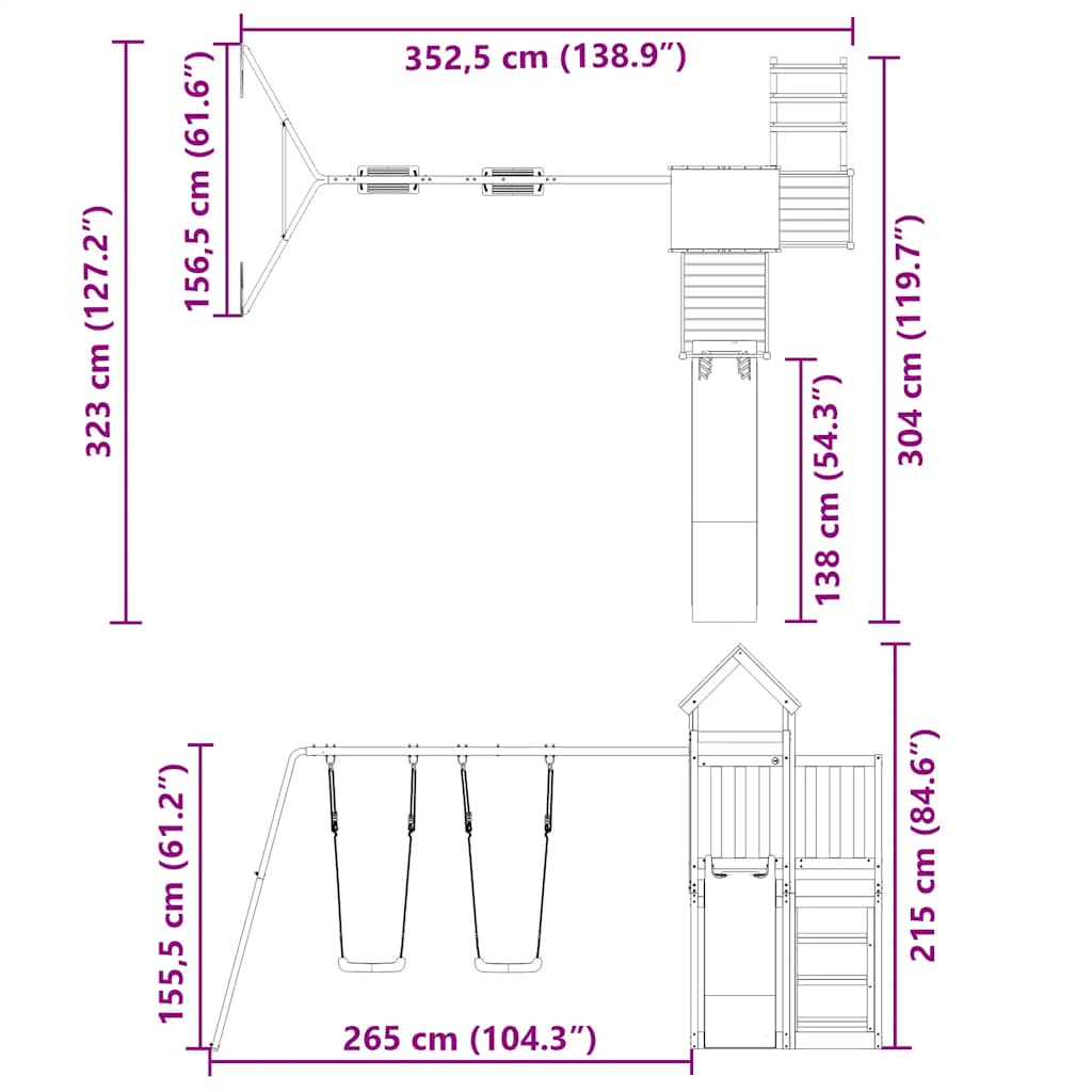 Set da Gioco da Esterno in Legno Massello di Pino | homemem39