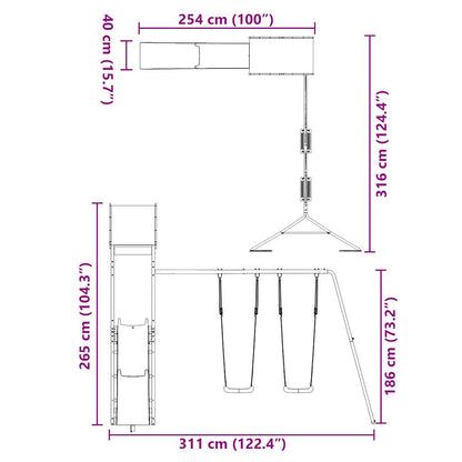 Set da Gioco da Esterno in Legno Massello di Douglas
