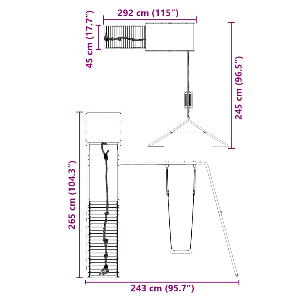 Set da Gioco da Esterno in Legno di Pino Impregnato | homemem39