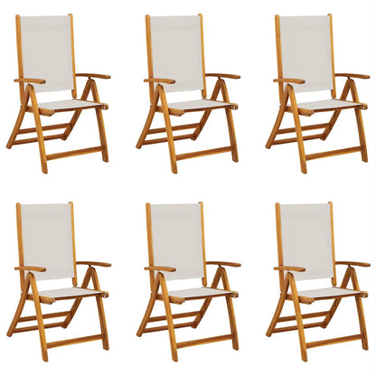 Sedie da Giardino Pieghevoli 6 pz Massello d'Acacia e Textilene
