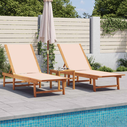 Lettini Prendisole 2 pz Crema Legno Massello Acacia e Textilene - homemem39