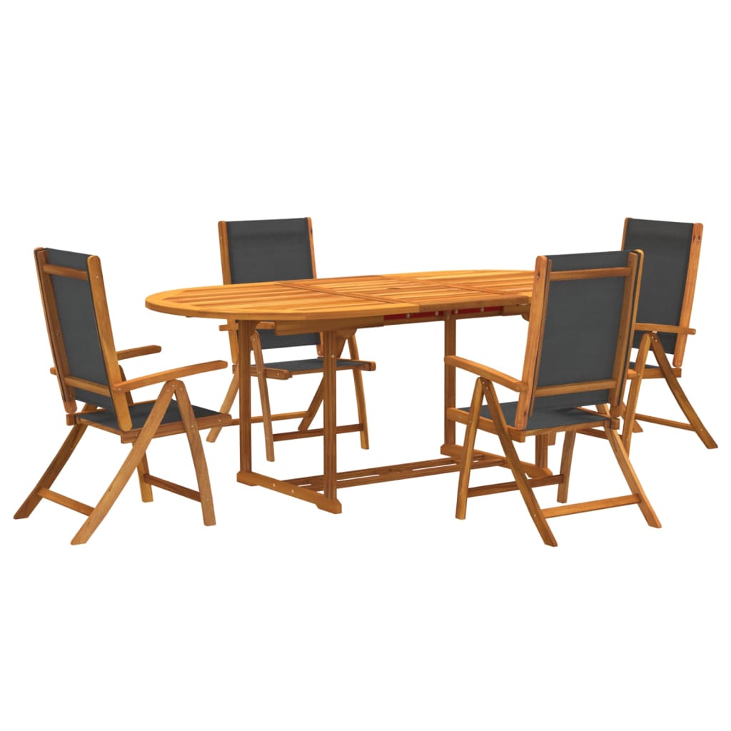 Set Pranzo da Giardino 5pz Legno Massello di Acacia e Textilene - homemem39