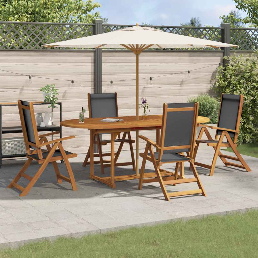 Set Pranzo da Giardino 5pz Legno Massello di Acacia e Textilene | homemem39