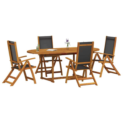Set Pranzo da Giardino 5pz Legno Massello di Acacia e Textilene | homemem39