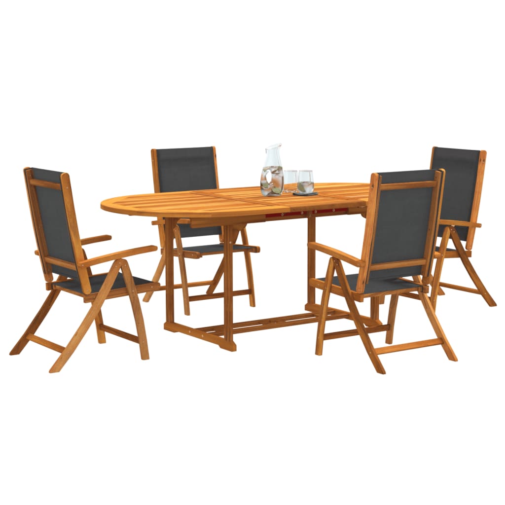 Set Pranzo da Giardino 5pz Legno Massello di Acacia e Textilene - homemem39