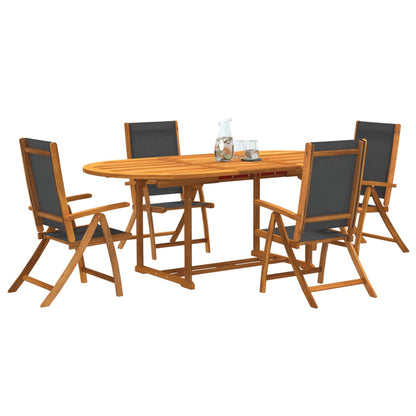 Set Pranzo da Giardino 5pz Legno Massello di Acacia e Textilene - homemem39