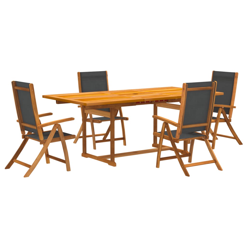 Set Pranzo da Giardino 5pz Legno Massello di Acacia e Textilene - homemem39
