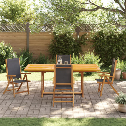 Set Pranzo da Giardino 5pz Legno Massello di Acacia e Textilene - homemem39