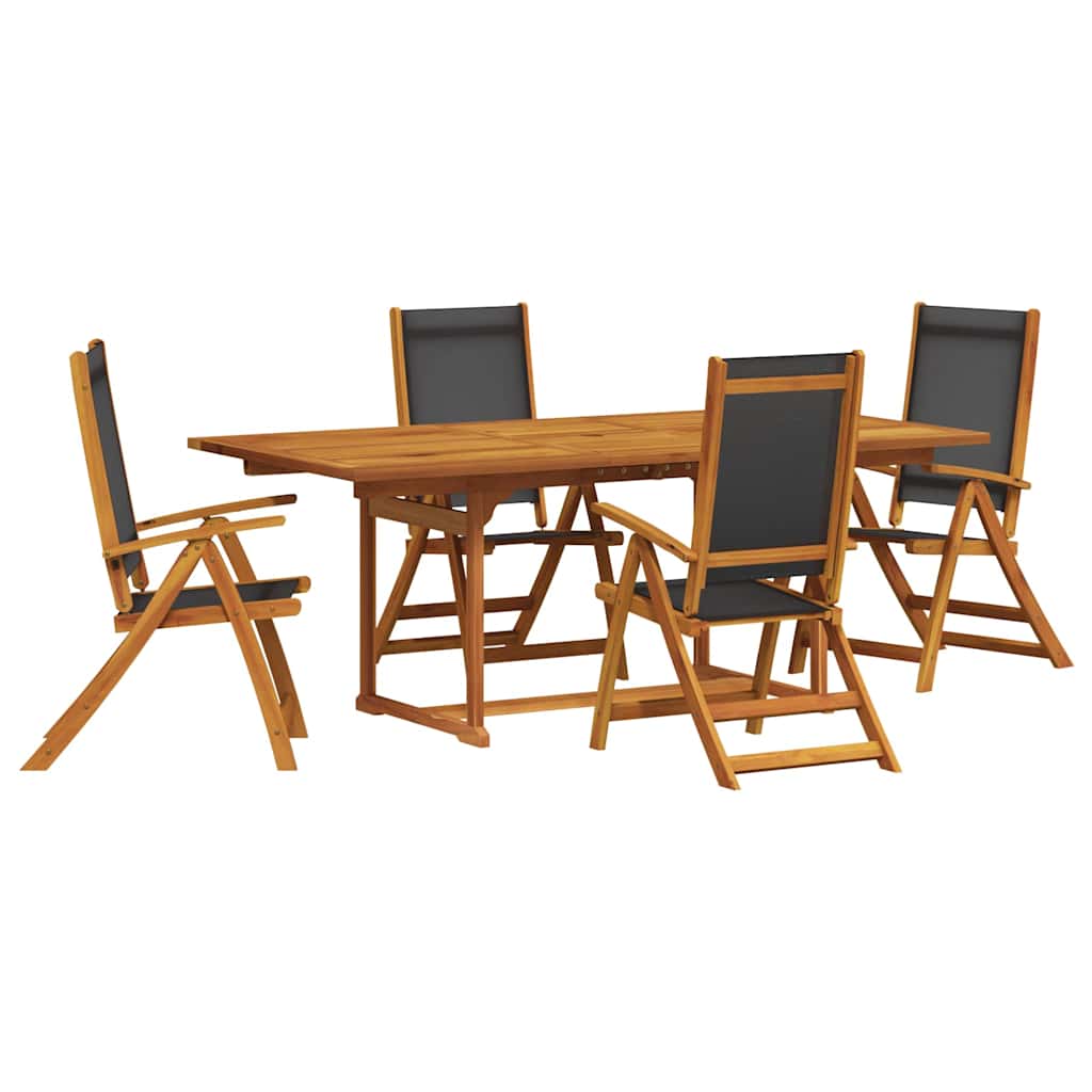 Set Pranzo da Giardino 5pz Legno Massello di Acacia e Textilene
