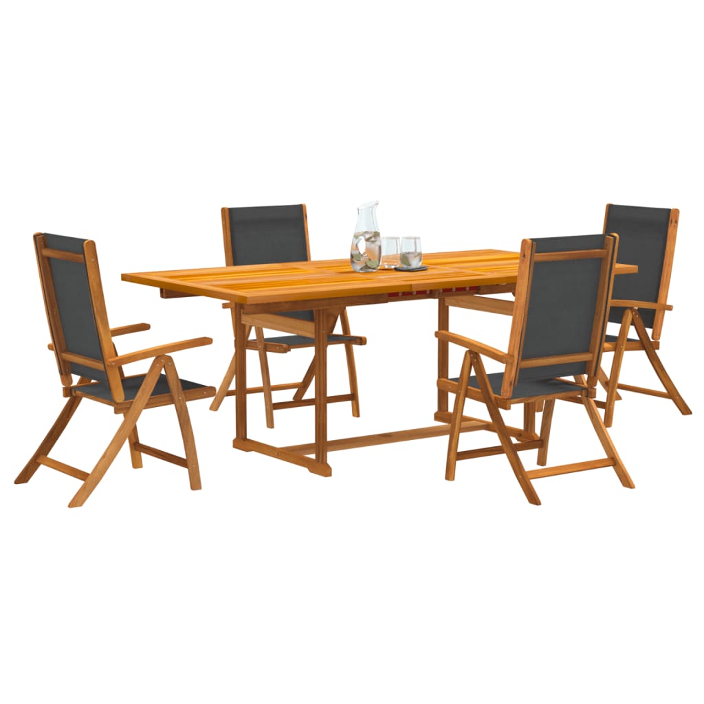 Set Pranzo da Giardino 5pz Legno Massello di Acacia e Textilene - homemem39