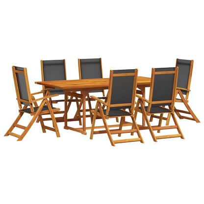 Set Pranzo da Giardino 7pz Legno Massello di Acacia e Textilene | homemem39