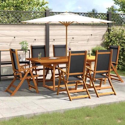 Set Pranzo da Giardino 7pz Legno Massello di Acacia e Textilene | homemem39