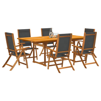 Set Pranzo da Giardino 7pz Legno Massello di Acacia e Textilene - homemem39