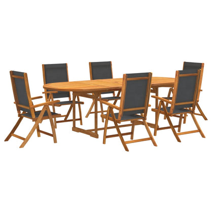 Set Pranzo da Giardino 7pz Legno Massello di Acacia e Textilene | homemem39