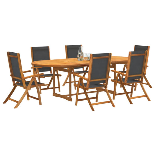 Set Pranzo da Giardino 7pz Legno Massello di Acacia e Textilene | homemem39