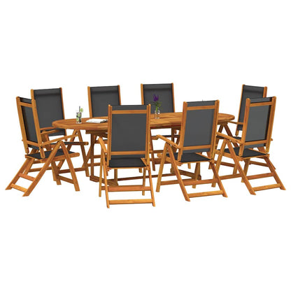 Set Pranzo da Giardino 9pz Legno Massello di Acacia e Textilene | homemem39