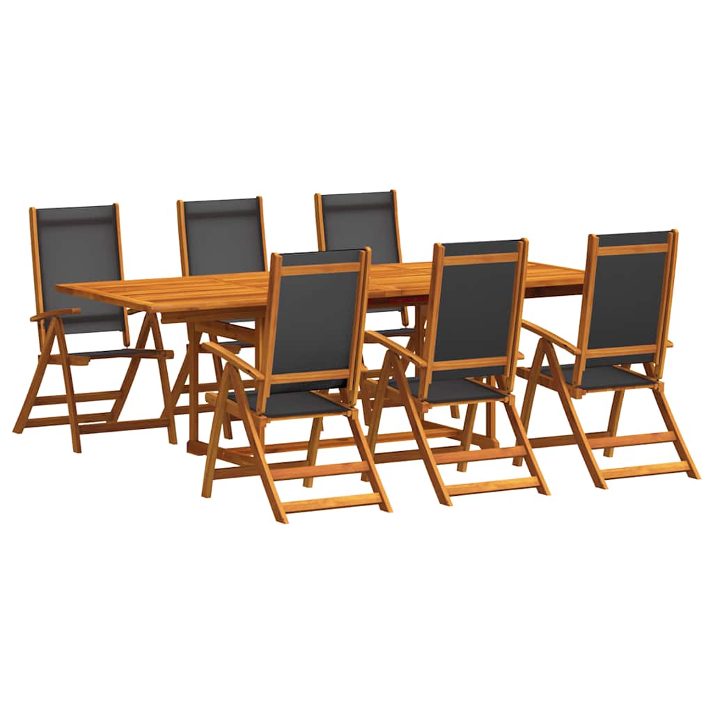 Set Pranzo da Giardino 7pz Legno Massello di Acacia e Textilene