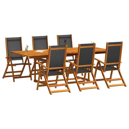 Set Pranzo da Giardino 7pz Legno Massello di Acacia e Textilene | homemem39