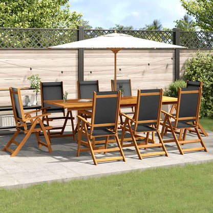 Set Pranzo da Giardino 9pz Legno Massello di Acacia e Textilene | homemem39