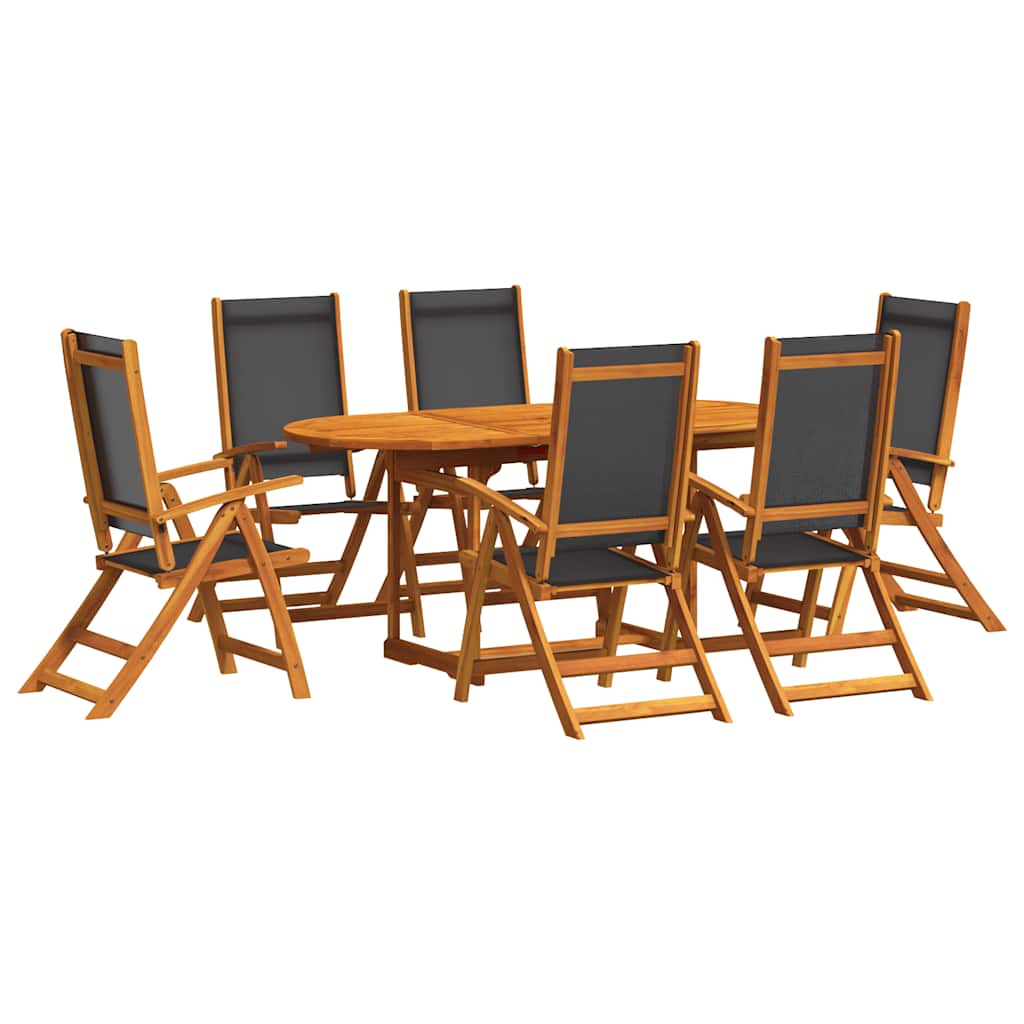 Set Pranzo da Giardino 7pz Legno Massello di Acacia e Textilene | homemem39