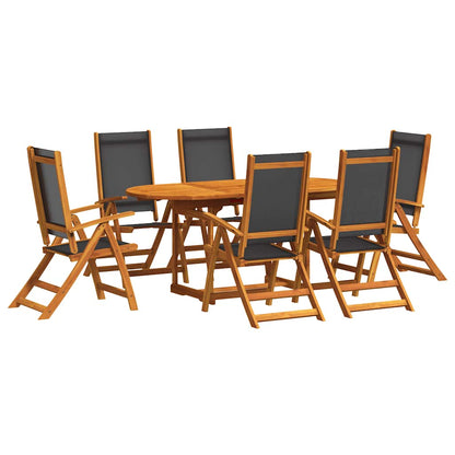 Set Pranzo da Giardino 7pz Legno Massello di Acacia e Textilene | homemem39