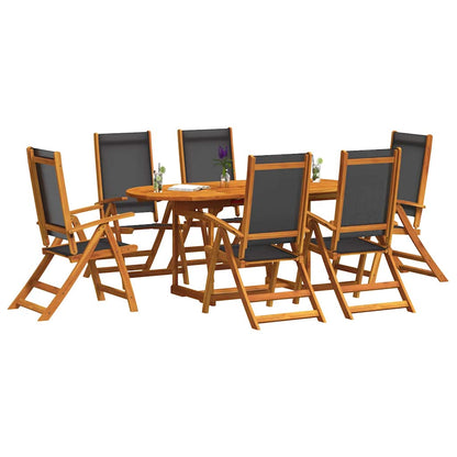 Set Pranzo da Giardino 7pz Legno Massello di Acacia e Textilene | homemem39