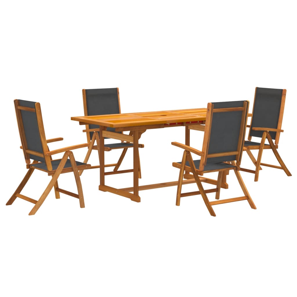Set Pranzo da Giardino 5pz Legno Massello di Acacia e Textilene - homemem39