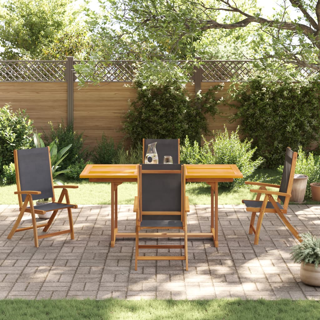 Set Pranzo da Giardino 5pz Legno Massello di Acacia e Textilene - homemem39