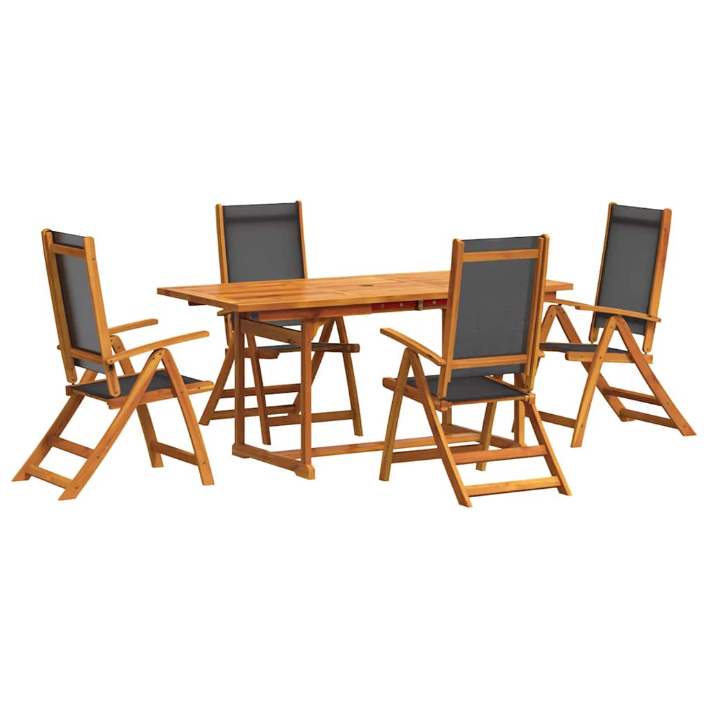 Set Pranzo da Giardino 7pz Legno Massello di Acacia e Textilene | homemem39