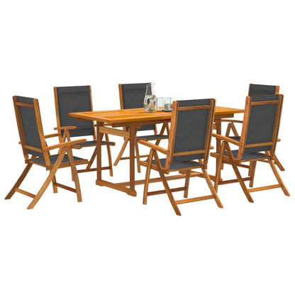 Set Pranzo da Giardino 7pz Legno Massello di Acacia e Textilene - homemem39