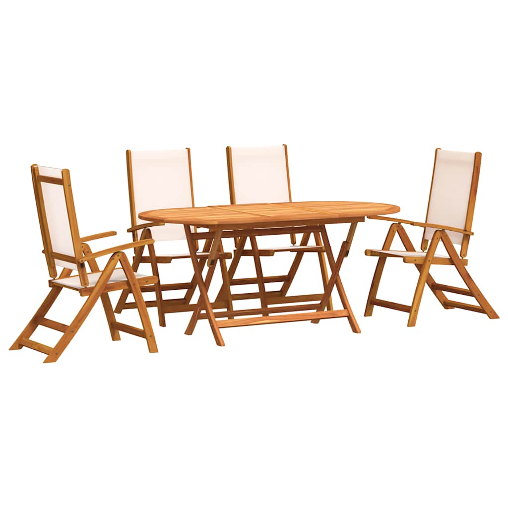 Set Pranzo da Giardino 5pz Legno Massello di Acacia e Textilene | homemem39