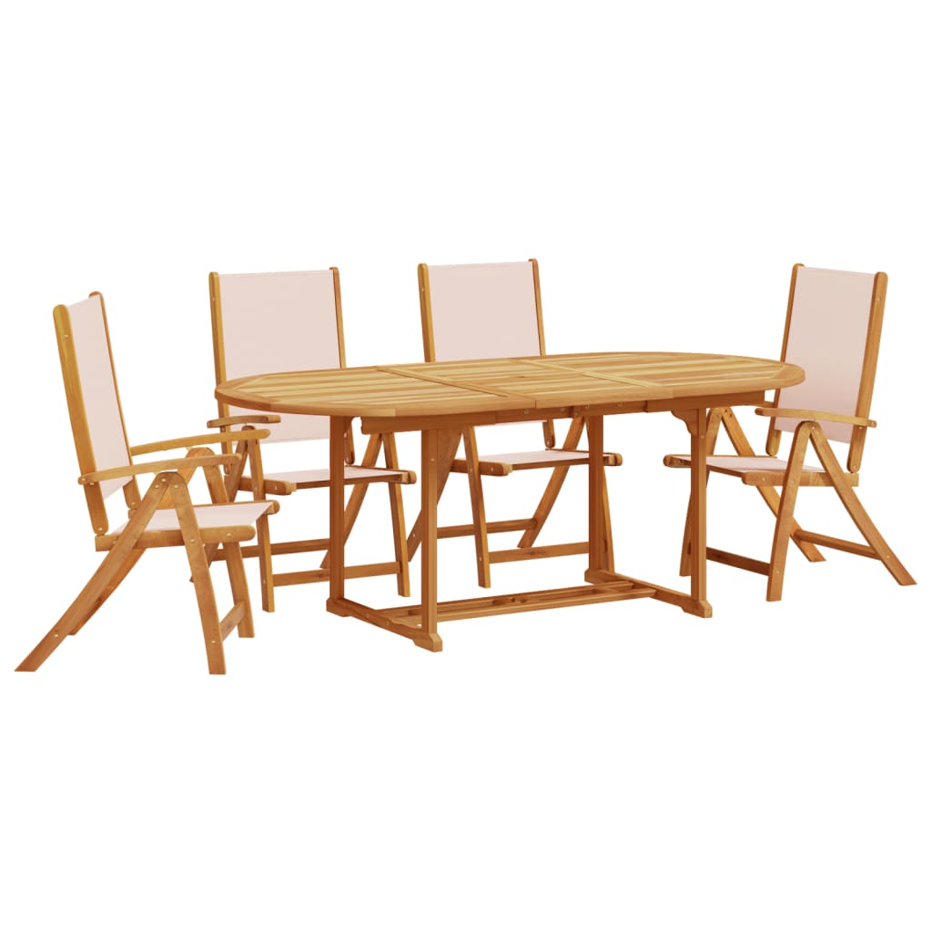 Set Pranzo da Giardino 5pz Legno Massello di Acacia e Textilene - homemem39