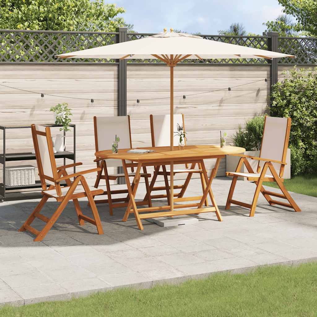 Set Pranzo da Giardino 5pz Legno Massello di Acacia e Textilene | homemem39