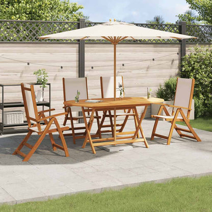 Set Pranzo da Giardino 5pz Legno Massello di Acacia e Textilene | homemem39