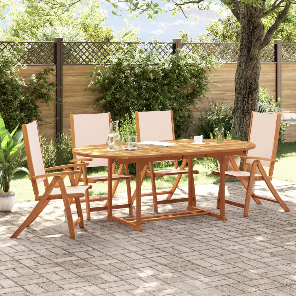 Set Pranzo da Giardino 5pz Legno Massello di Acacia e Textilene - homemem39