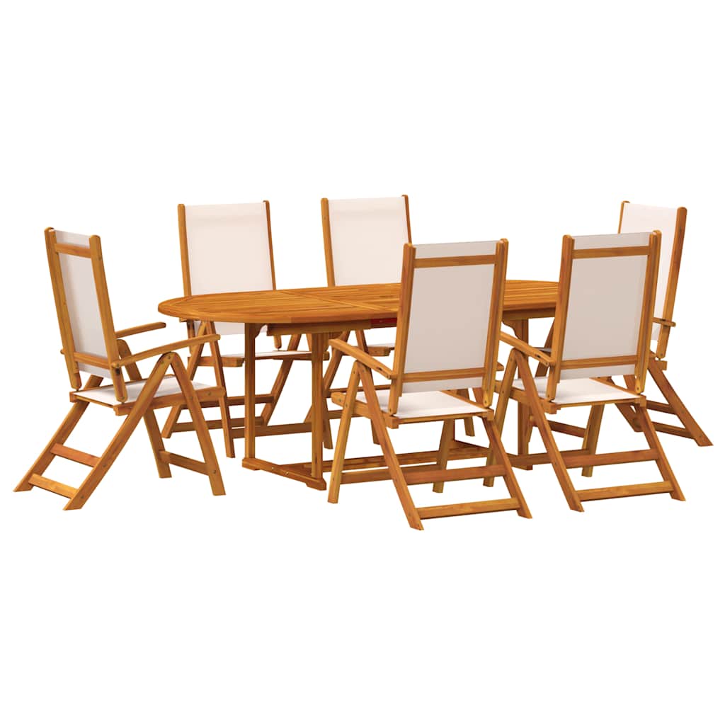 Set Pranzo da Giardino 7pz Legno Massello di Acacia e Textilene | homemem39