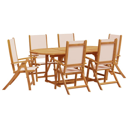Set Pranzo da Giardino 7pz Legno Massello di Acacia e Textilene - homemem39